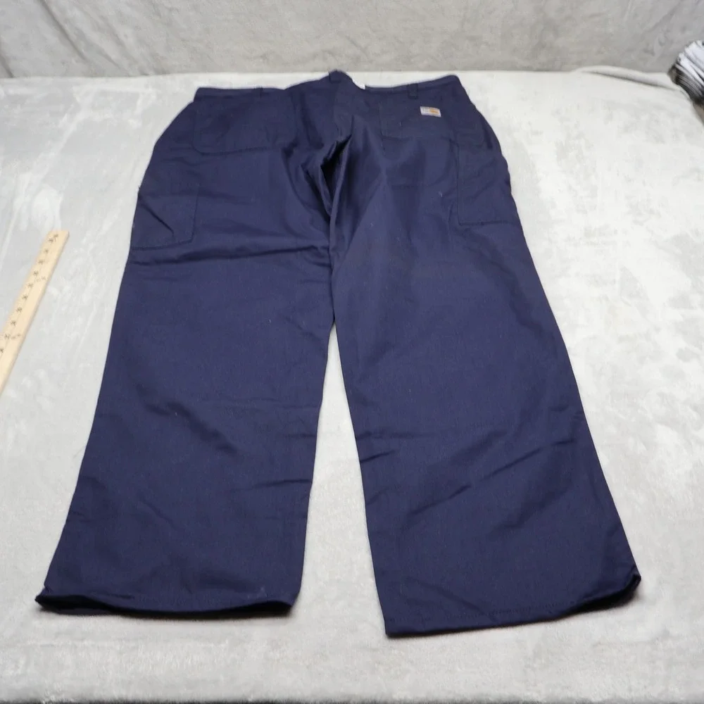 Carhartt Pants Men 36x32 Blue Dungaree Fit Flame Resistant Work Rugged Utility